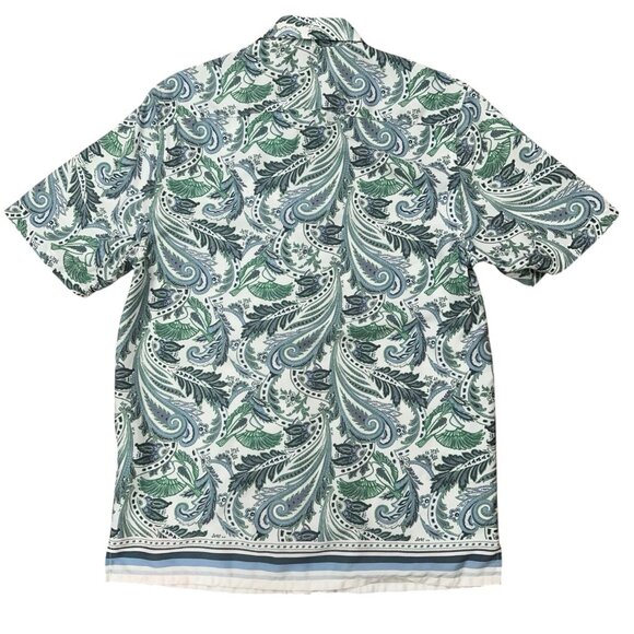 Ted Baker London Shirt Mens Size 3 Medium Short Sleeve Lyocell Paisley Green - Picture 3 of 6